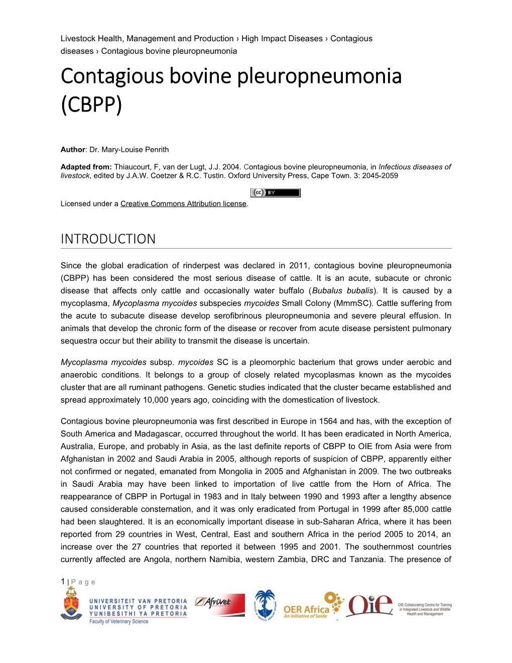 Contagious Bovine Pleuropneumonia (CBPP)