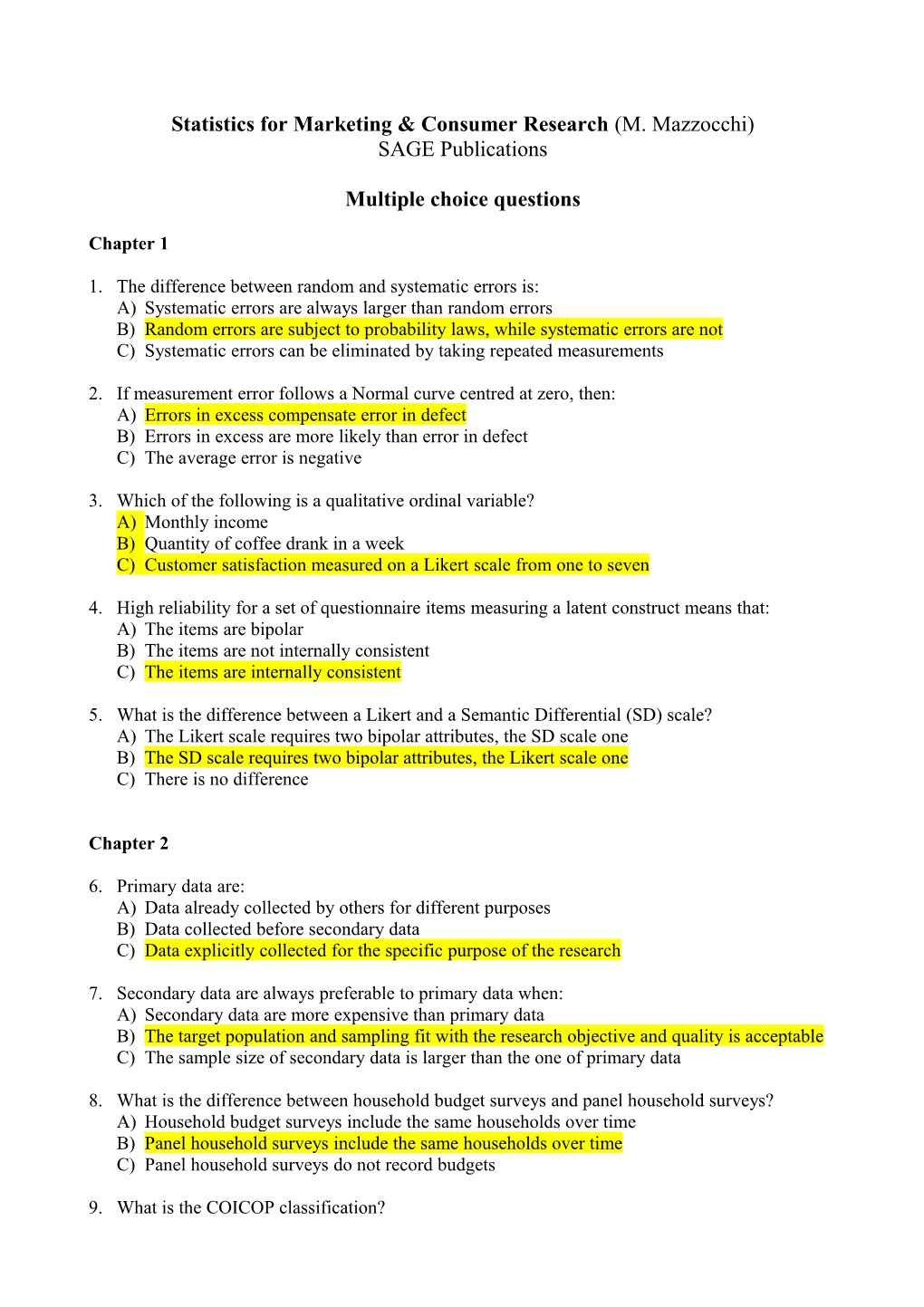 Statistics for Marketing & Consumer Research (M