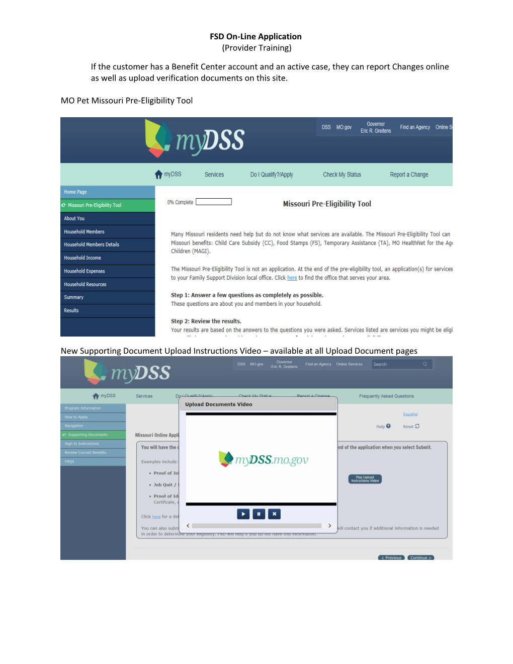 FSD On-Line Application Instructions for Providers