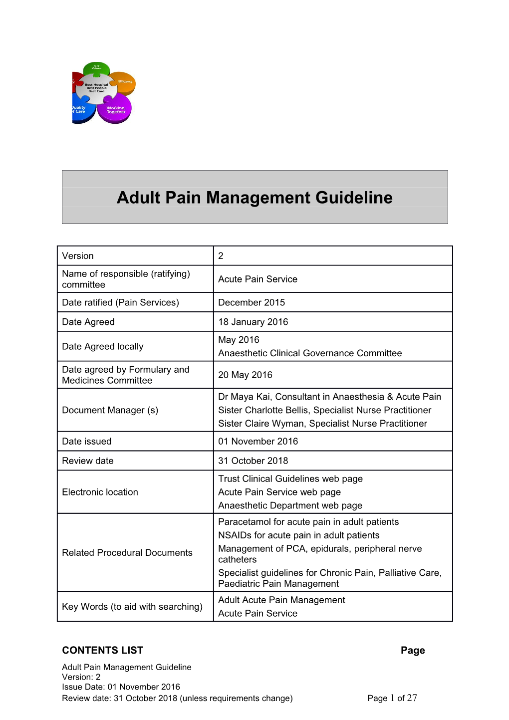 Adult Pain Management Guideline