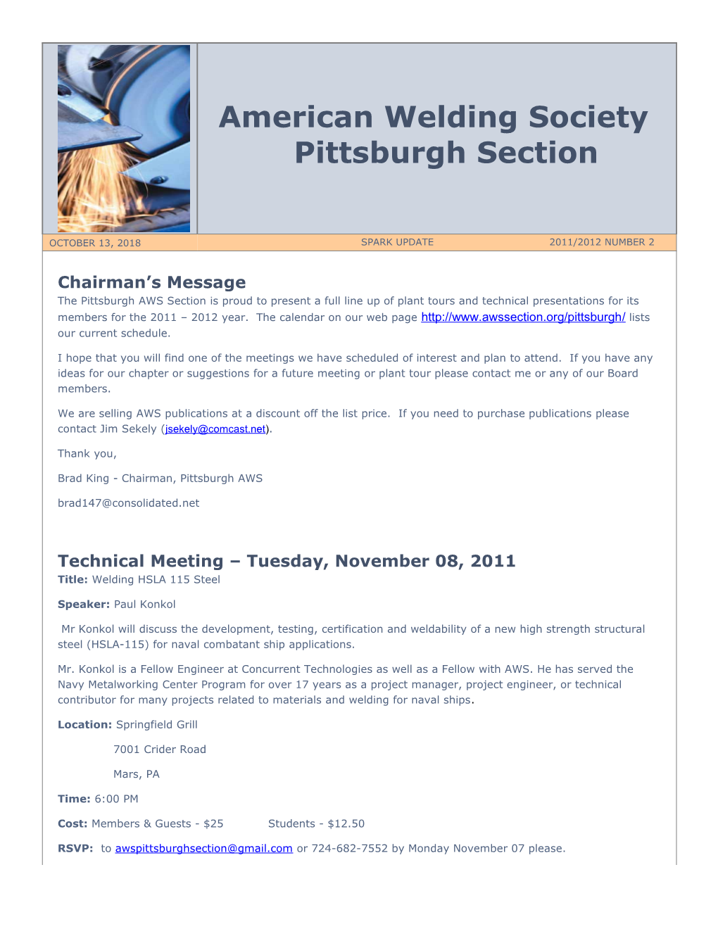 American Welding Society Pittsburgh Section