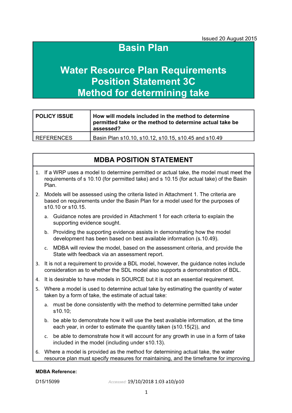 3C Method for Determining Take