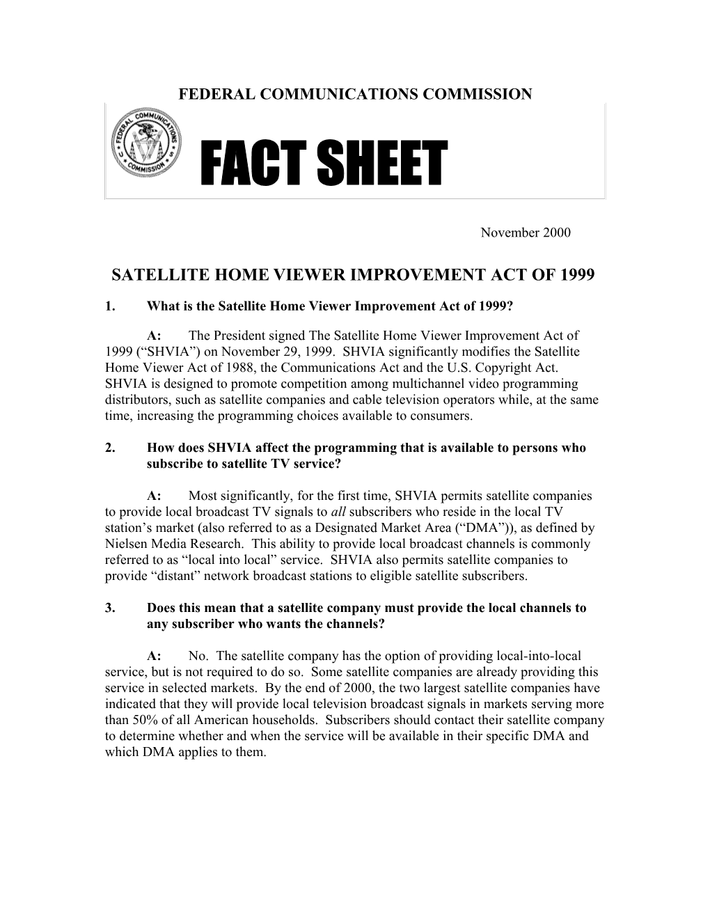 Satellite Homeviewer Improvement Act of 1999
