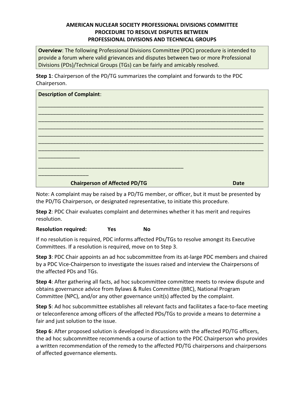 American Nuclear Societyprofessional Divisions Committee