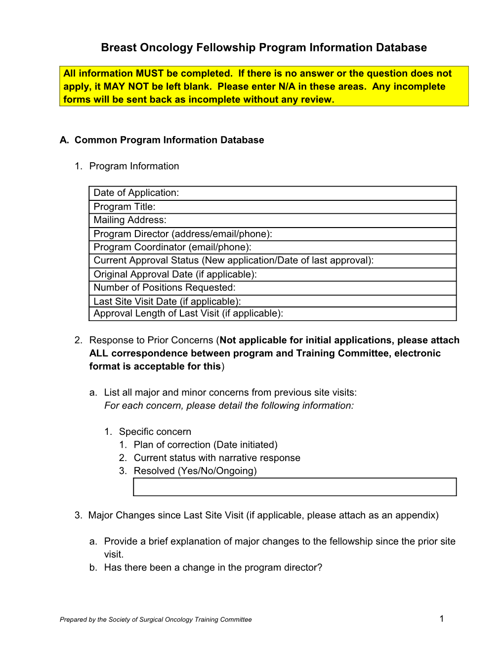 Breast Oncology Fellowship Program Information Database