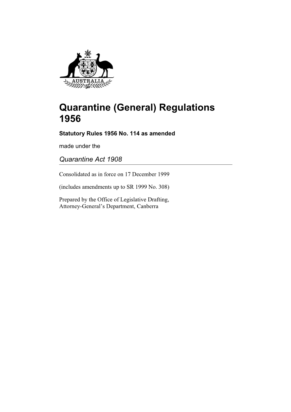 Quarantine (General) Regulations 1956