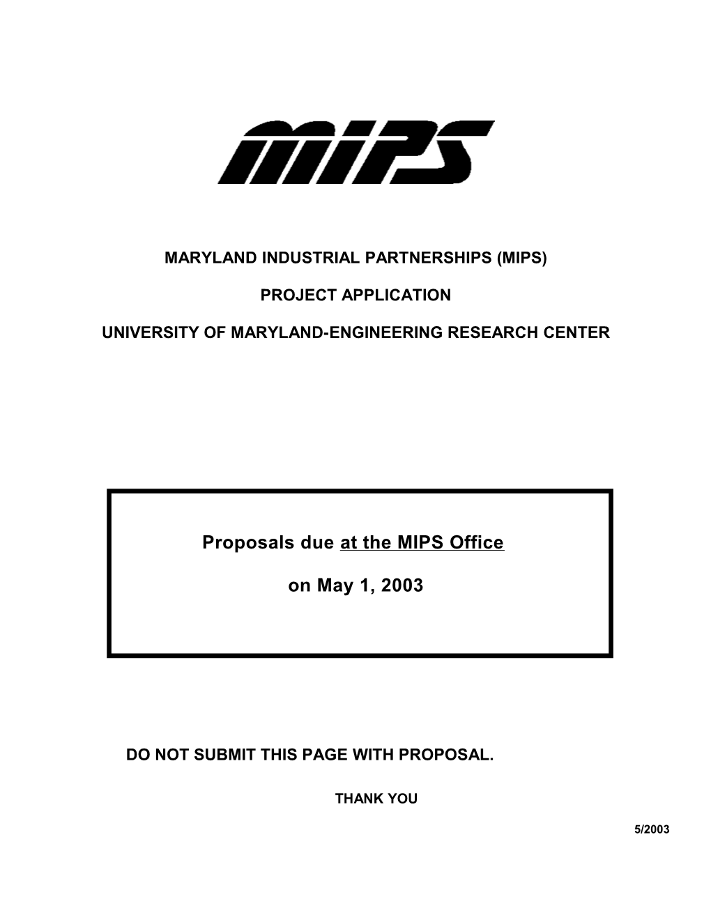 Maryland Industrial Partnerships (Mips)