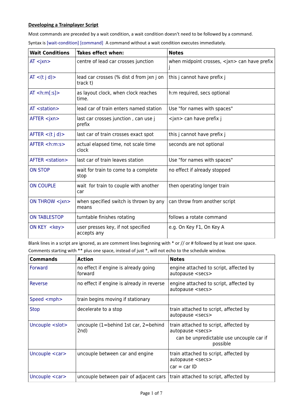 Developing a Trainplayer Script