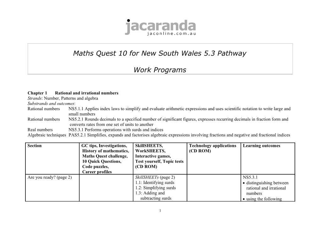 Maths Quest 10 for New South Wales 5.3 Pathway