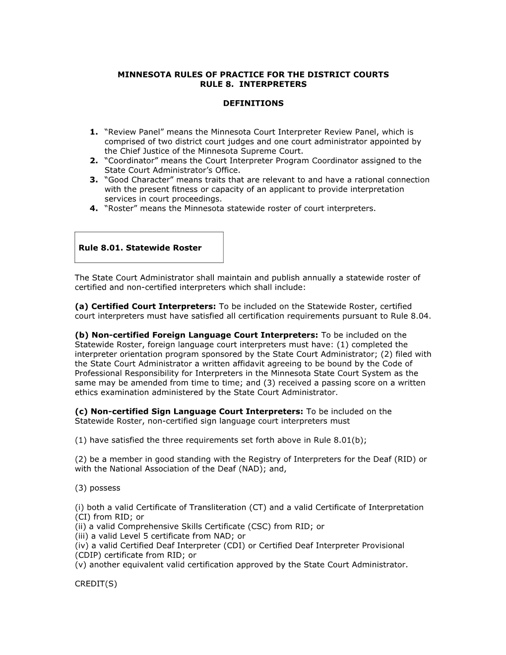 Minnesota Rules of Practice for the District Courts