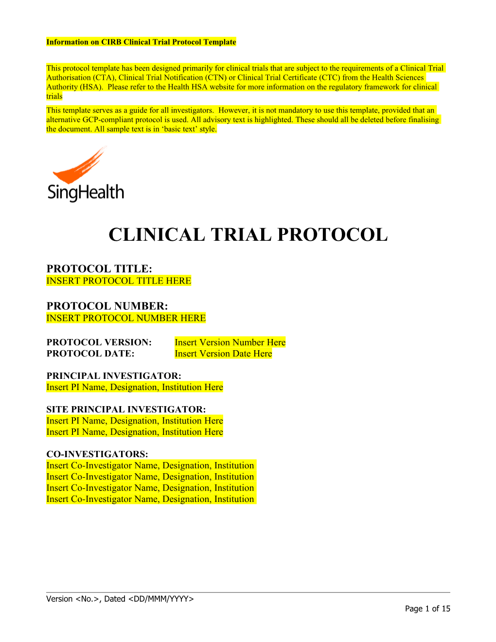 CIRB Clinical Trial Protocol Template