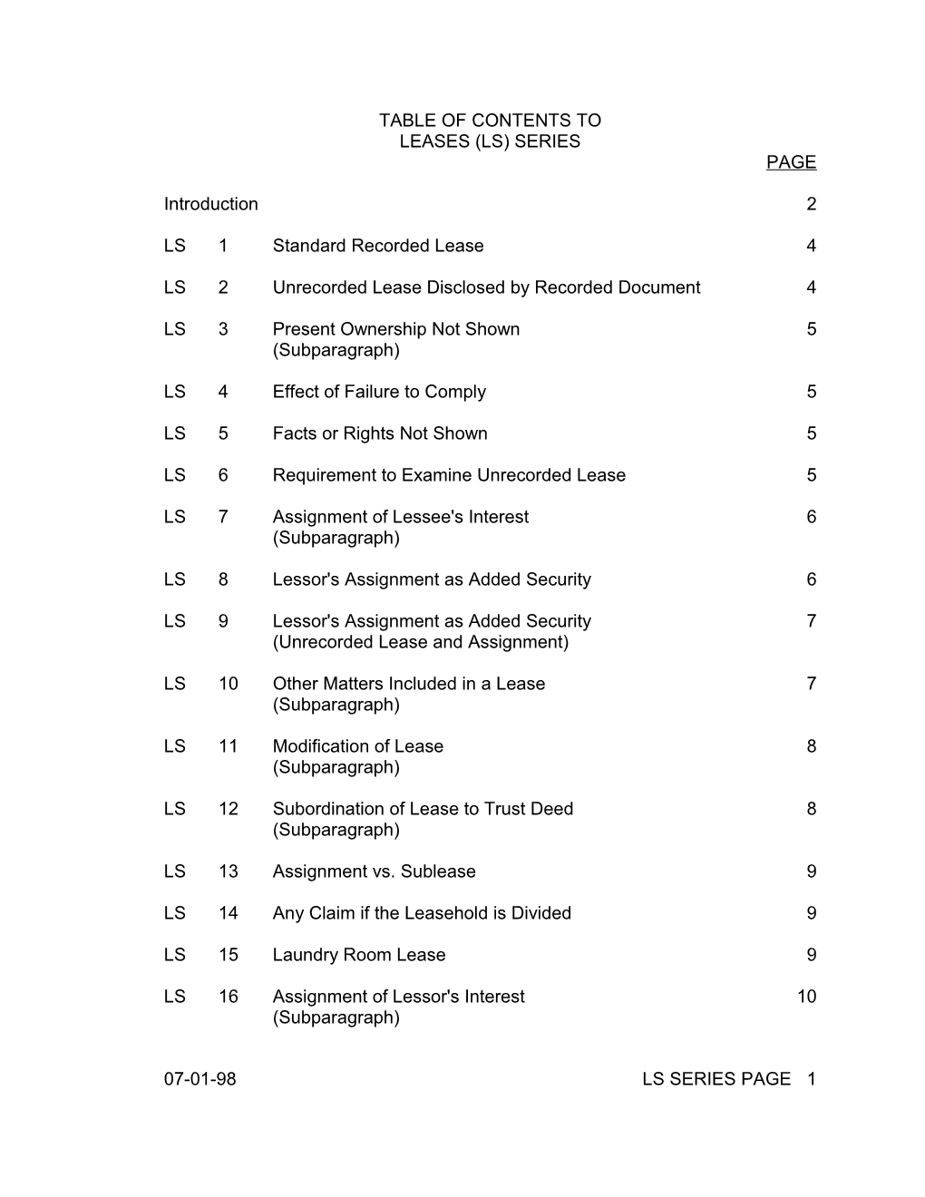 Table of Contents To