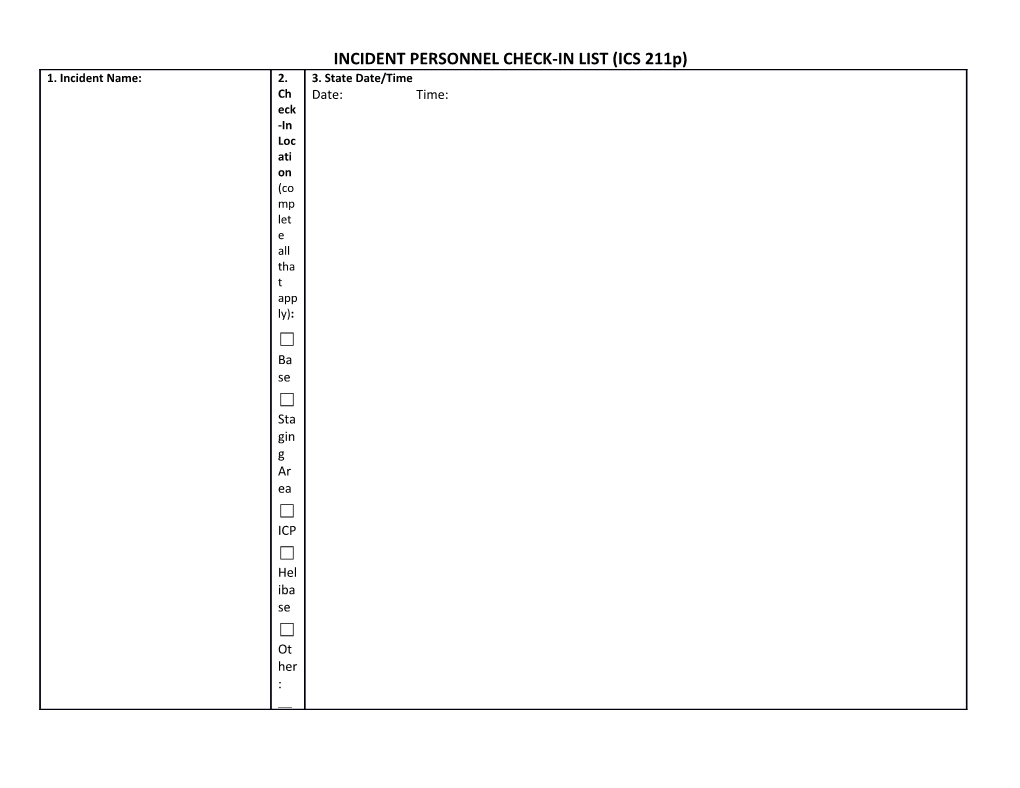 INCIDENT PERSONNEL CHECK-IN LIST (ICS 211P)