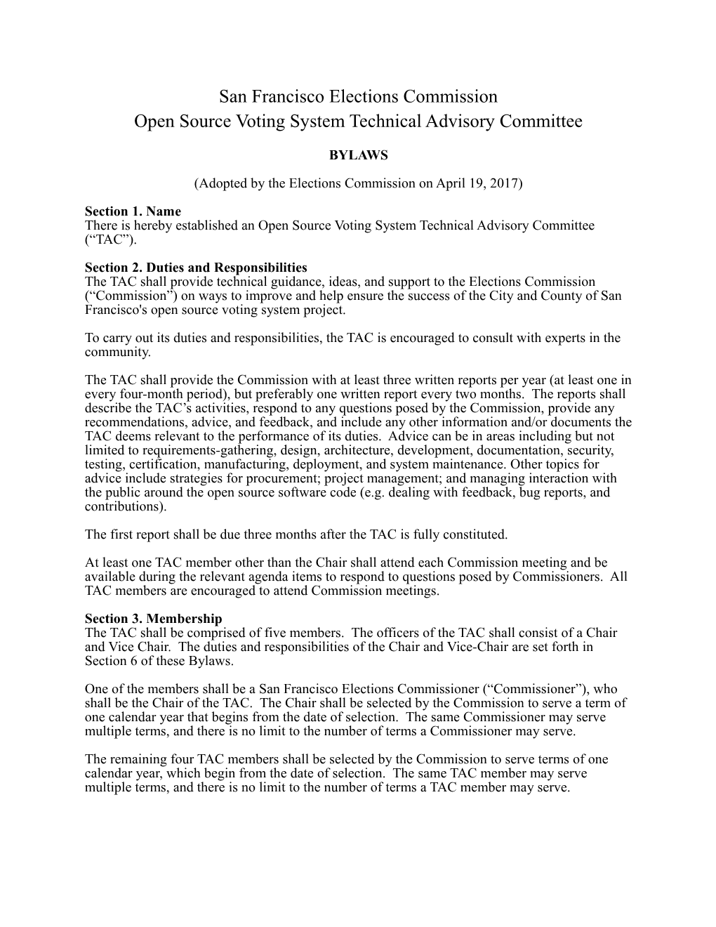 Open Source Voting System Technical Advisory Committee
