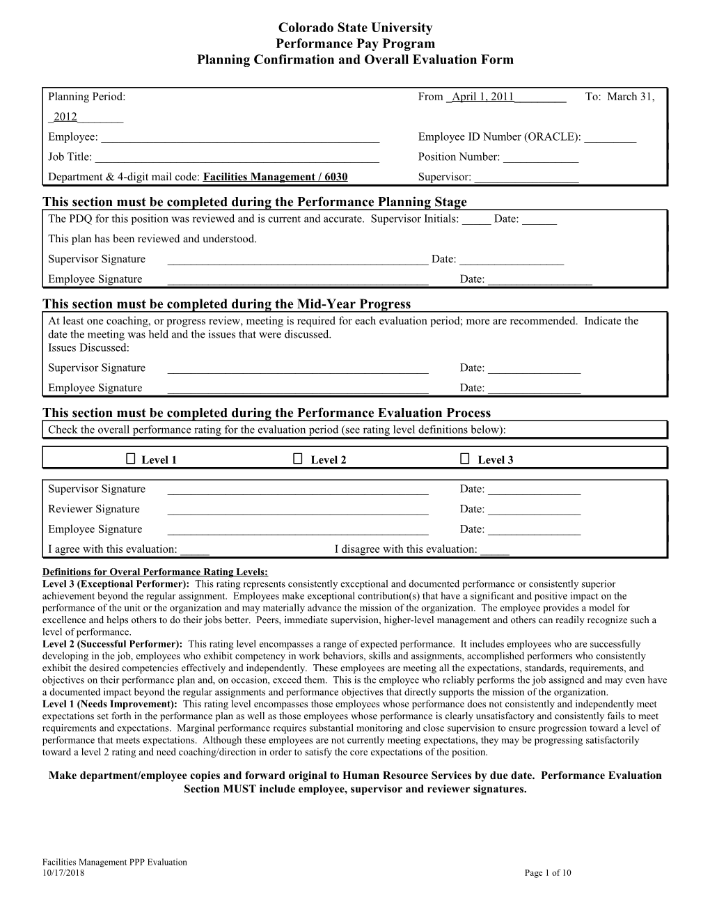 Planning and Evaluation Form