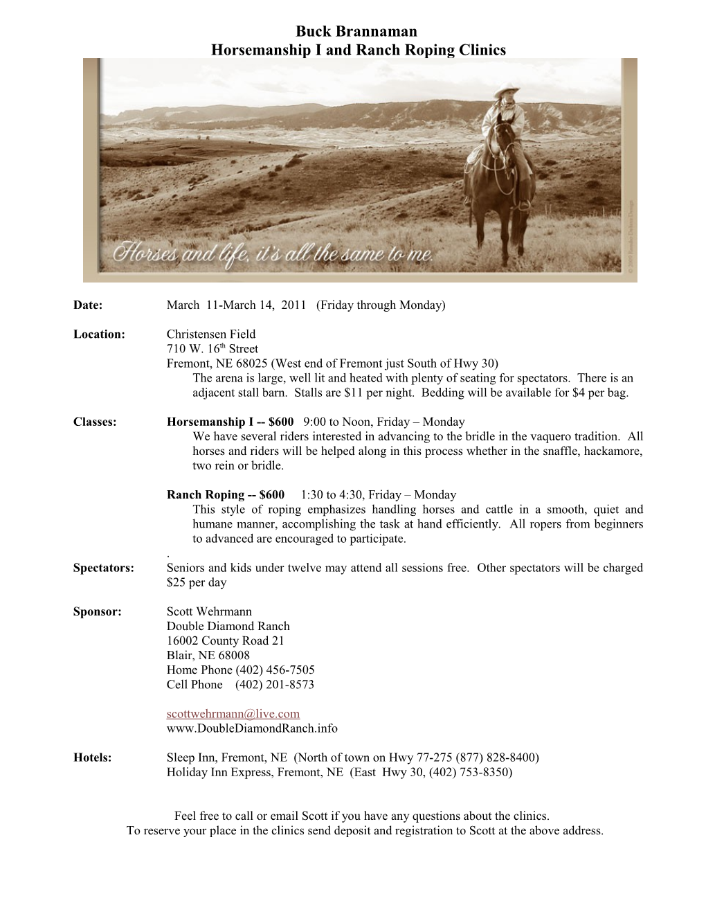 Horsemanship I and Ranch Roping Clinics