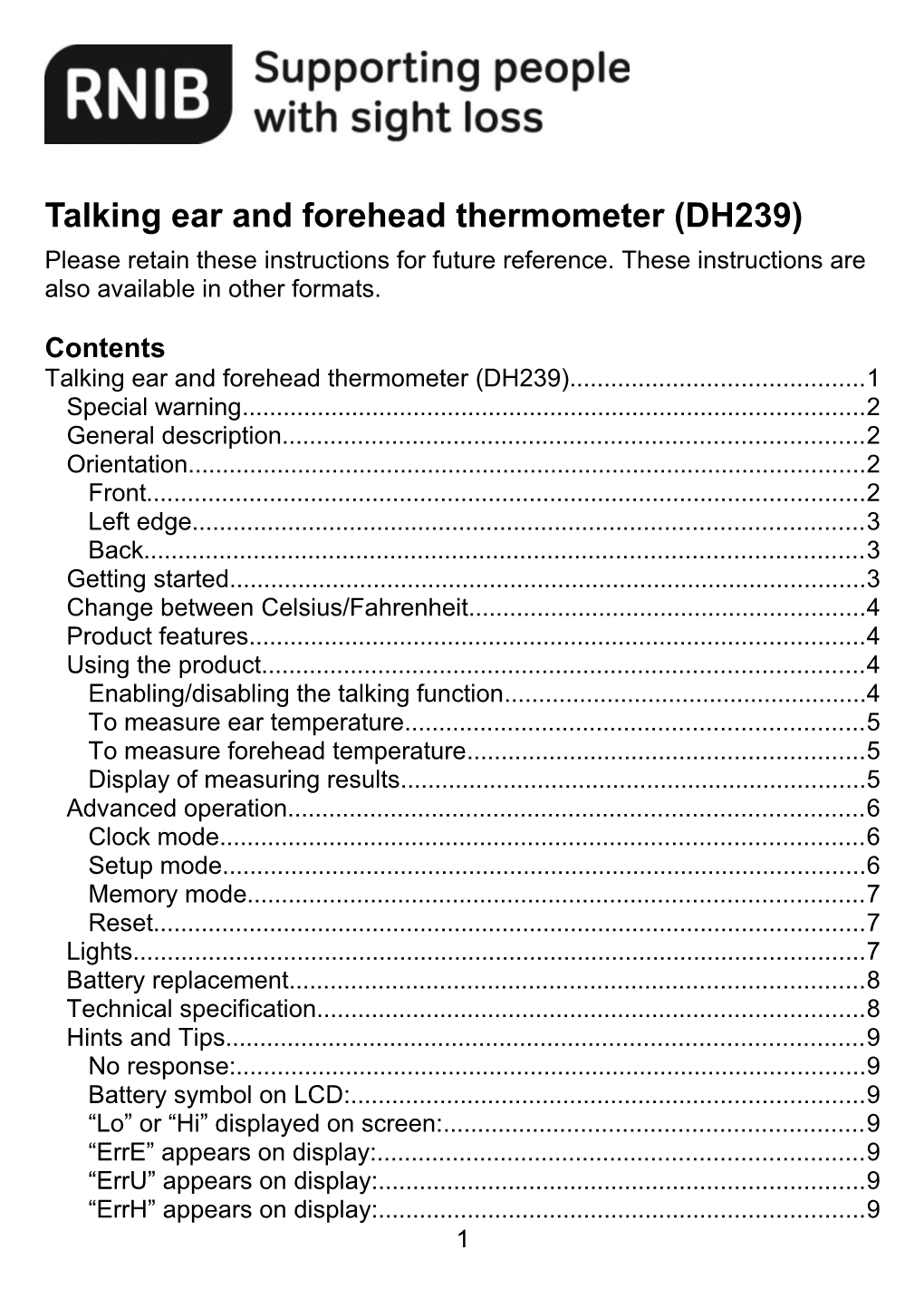 Talking Ear and Forehead Thermometer (DH239)