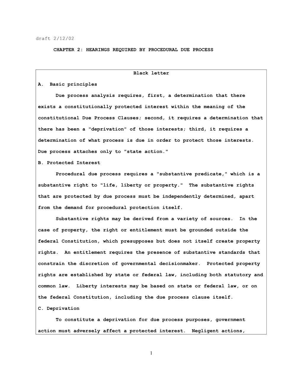 Restatement Due Process 1/2/02