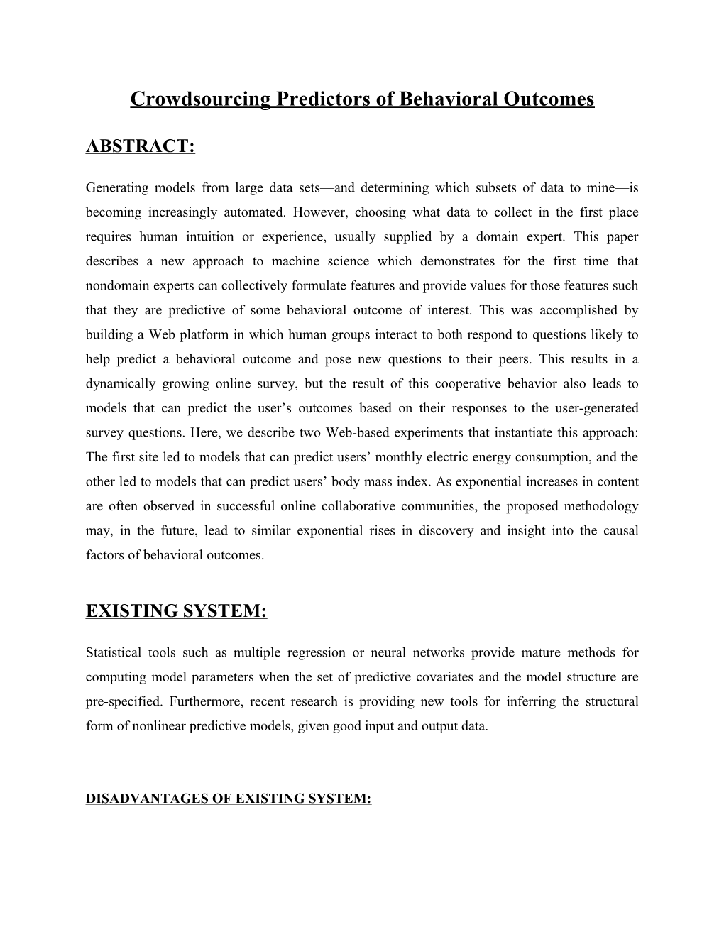 Crowdsourcing Predictors of Behavioral Outcomes