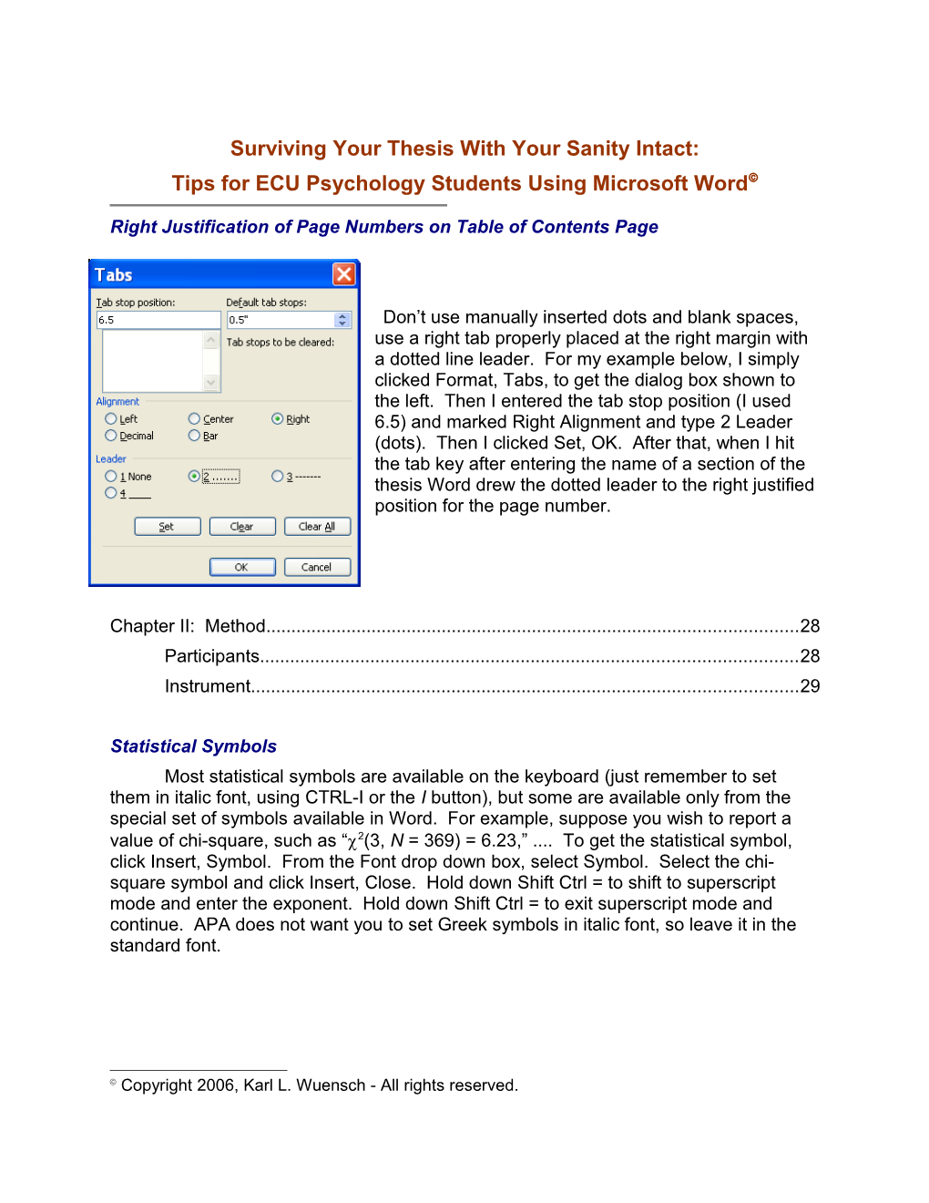 Tips for ECU Psychology Students Using Microsoft Word