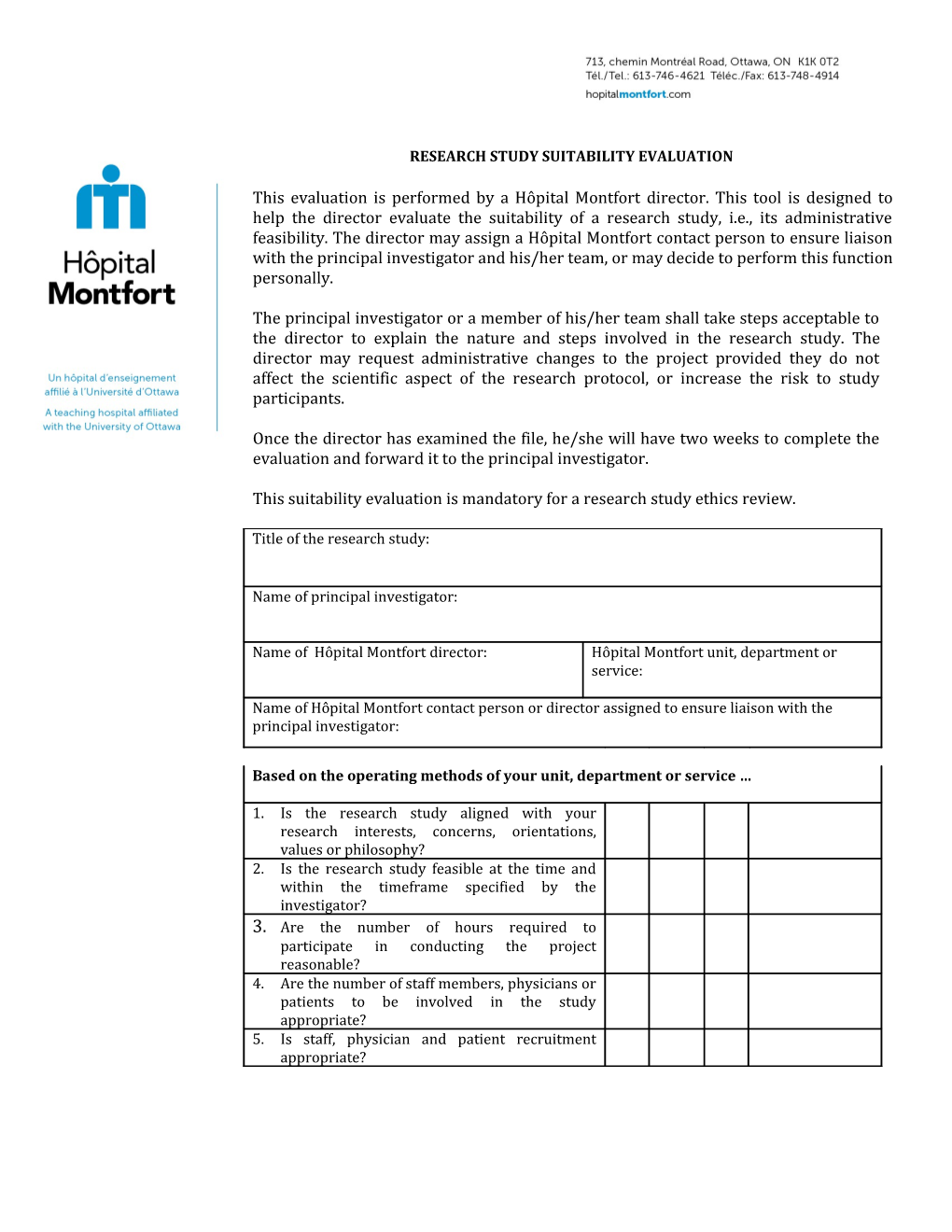 Research Study Suitability Evaluation