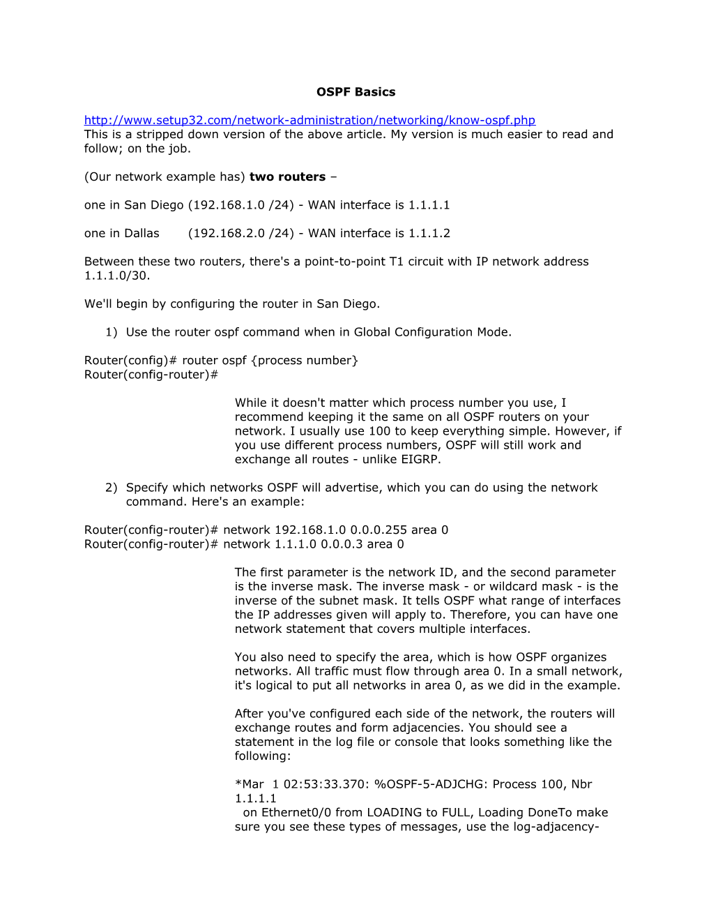 (Our Network Example Has)Two Routers