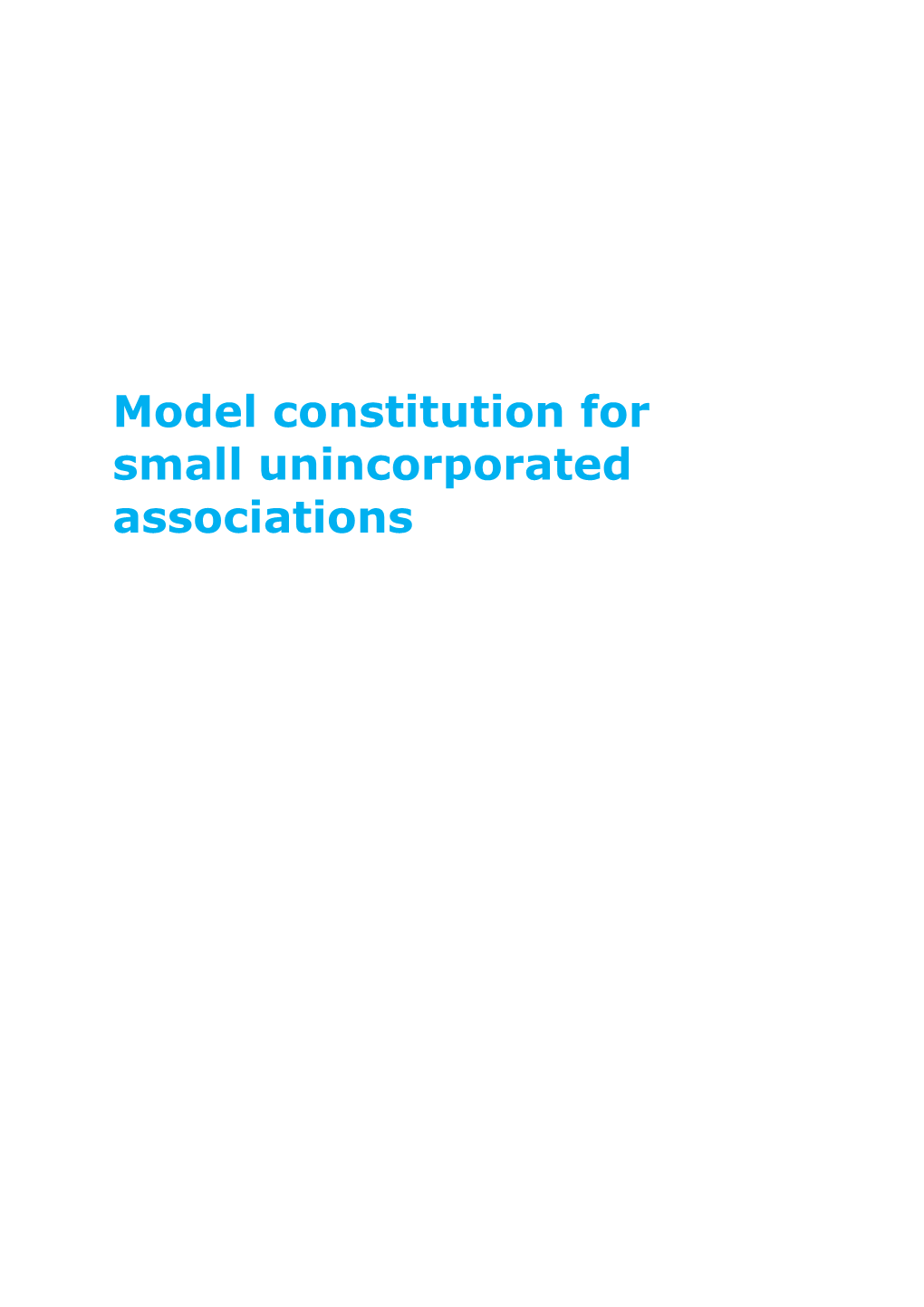 Model Constitution for Small Unincorporated Associations