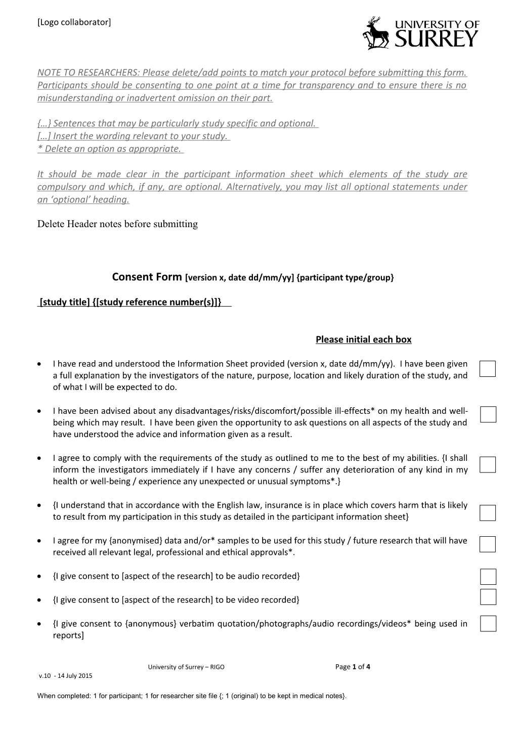 Select the Points Relevant to Your Protocol