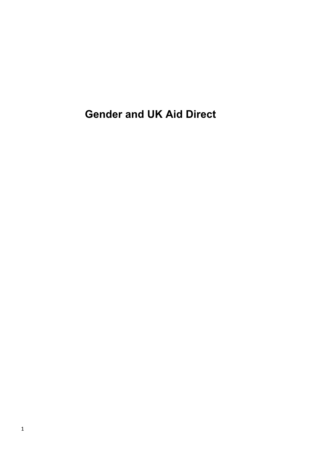 Gender and UK Aid Direct