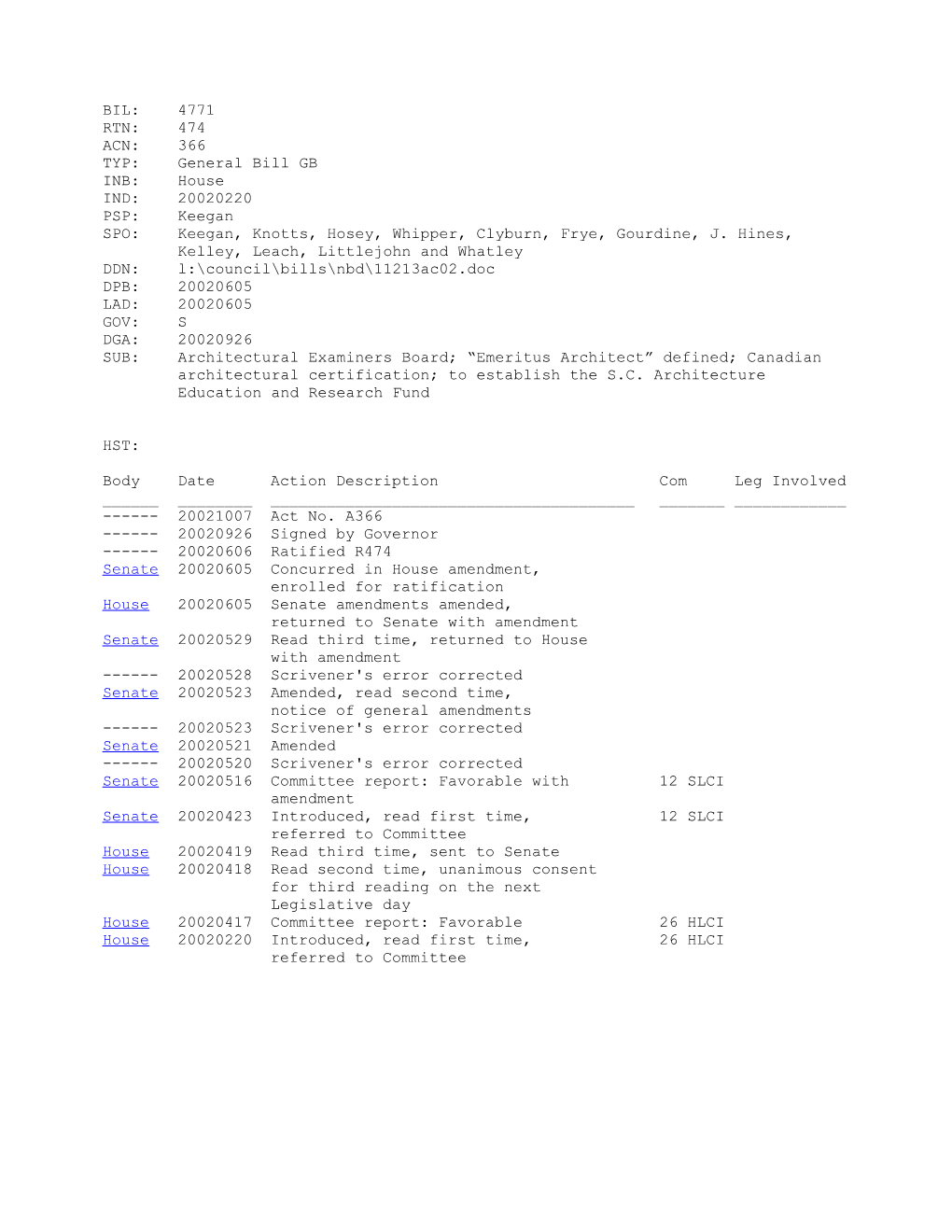 2001-2002 Bill 4771: Architectural Examiners Board; Emeritus Architect Defined; Canadian