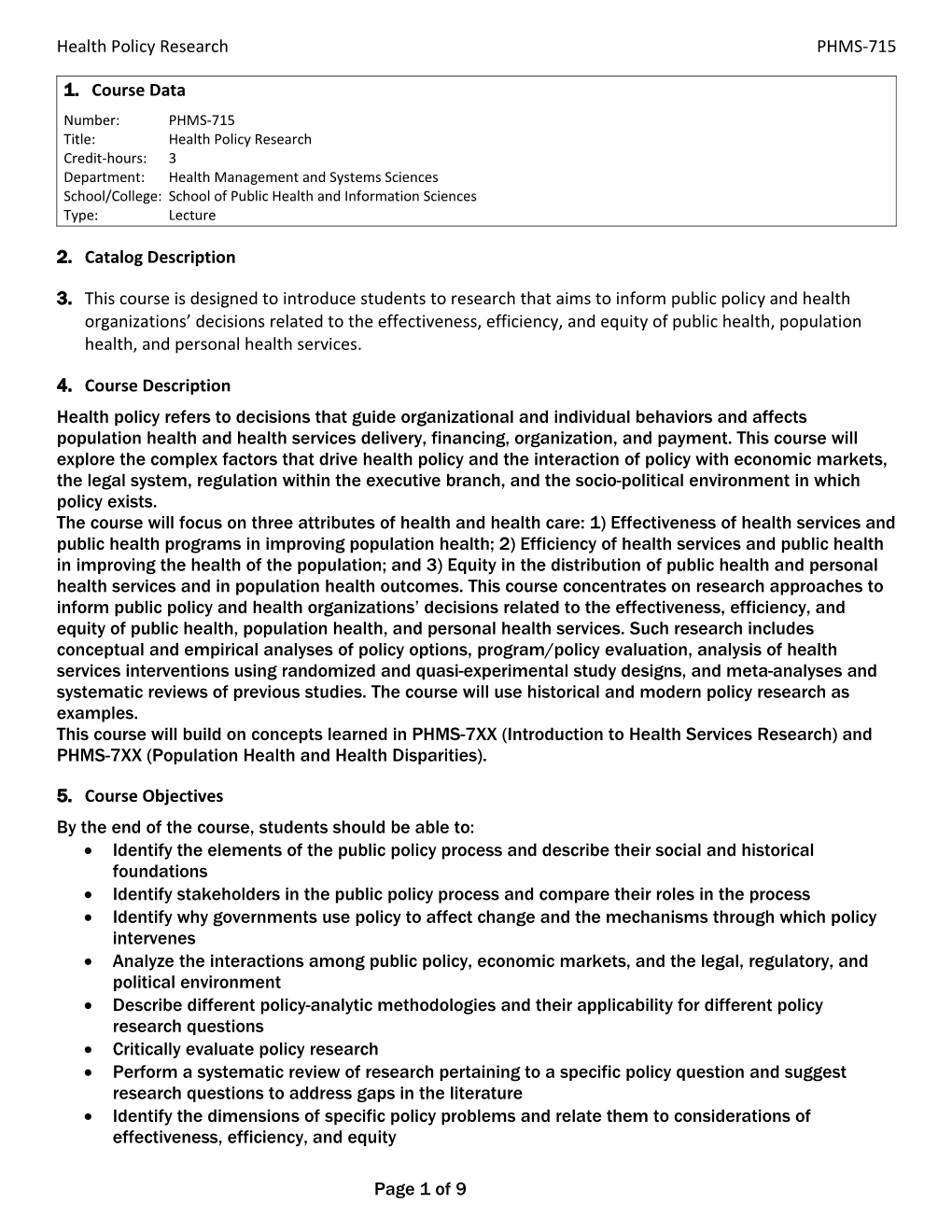 PHMS-715 Proposed Syllabus