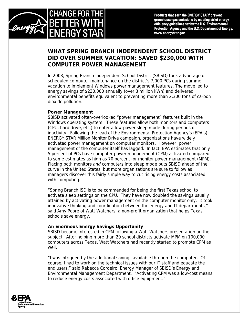 What Spring Branch Independent School District Did Over Summer Vacation: Saved $230,000