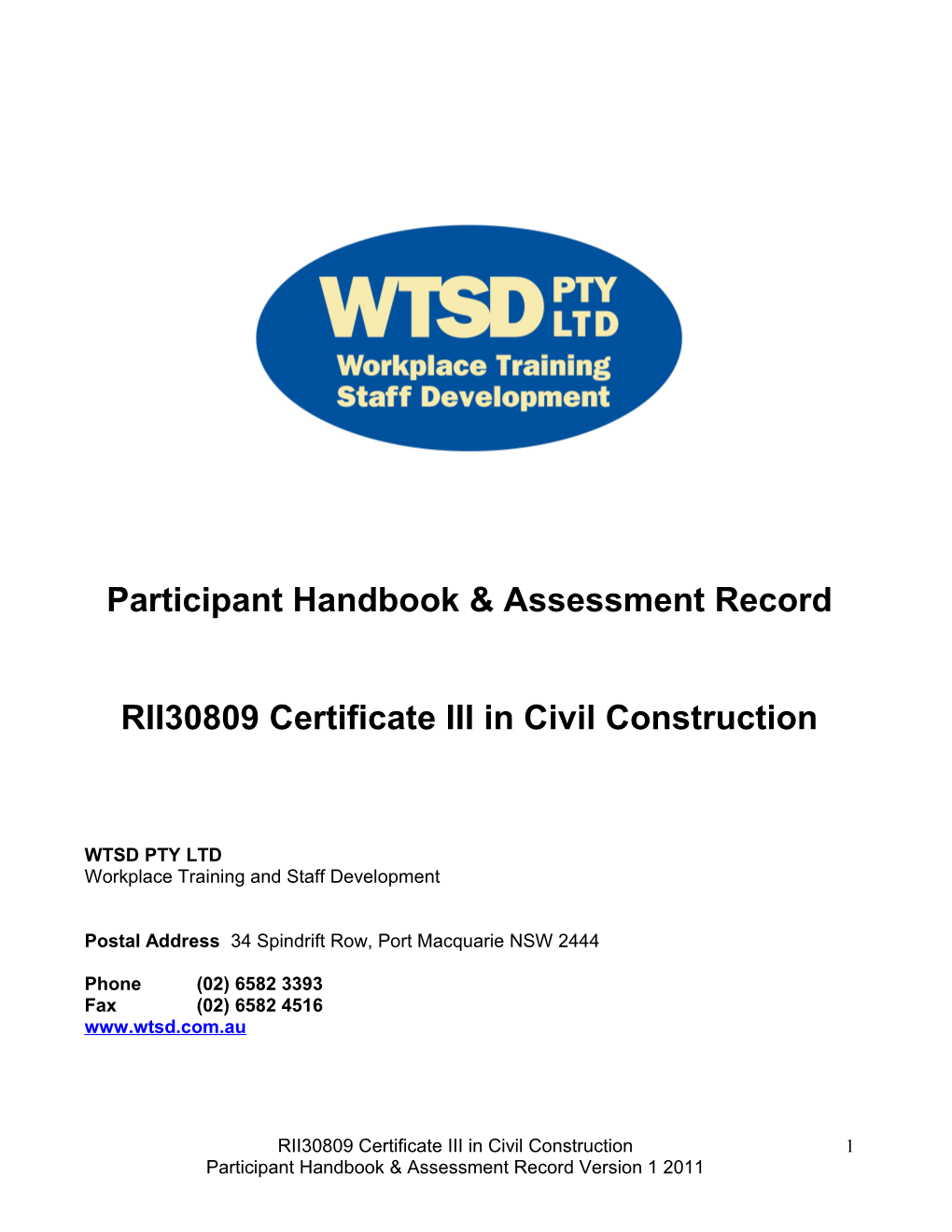 Participant Handbook & Assessment Record