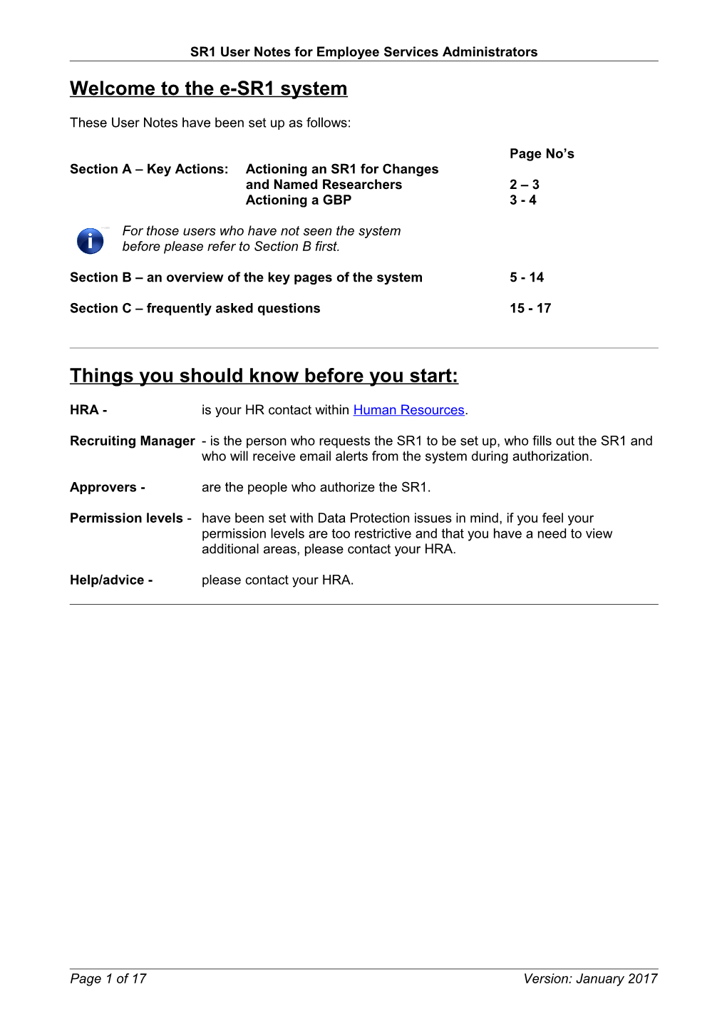 SR1 User Notes for Employee Services Administrators