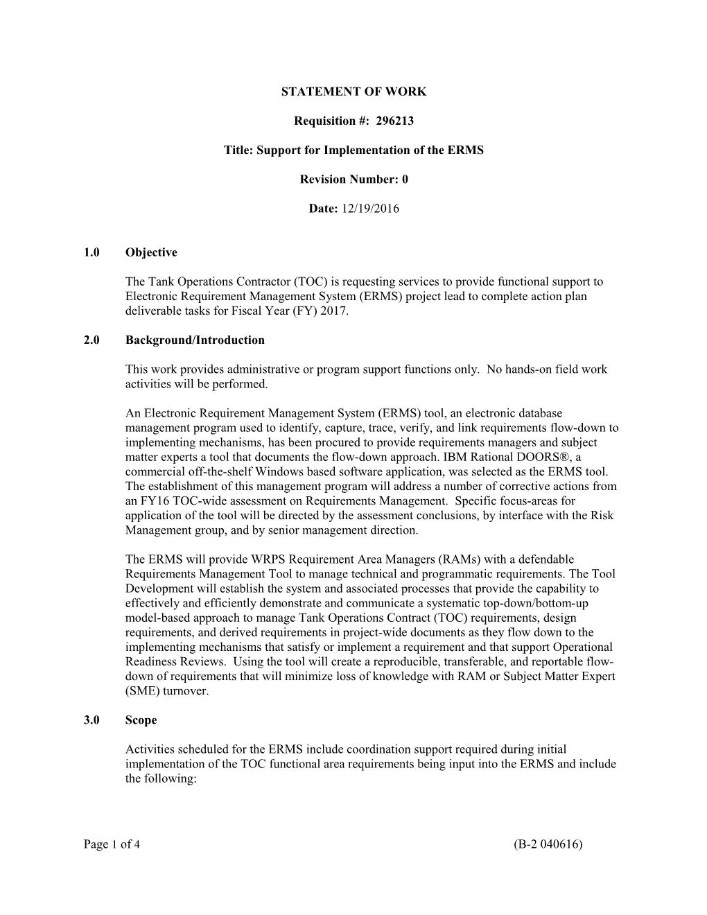 HNF-IP-0842 Volume 10 Section 3.24 Statement of Work for a Contract Requisition