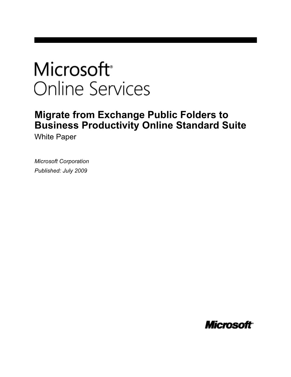 Migrate from Exchange Public Folders to Business Productivity Online Standard Suite