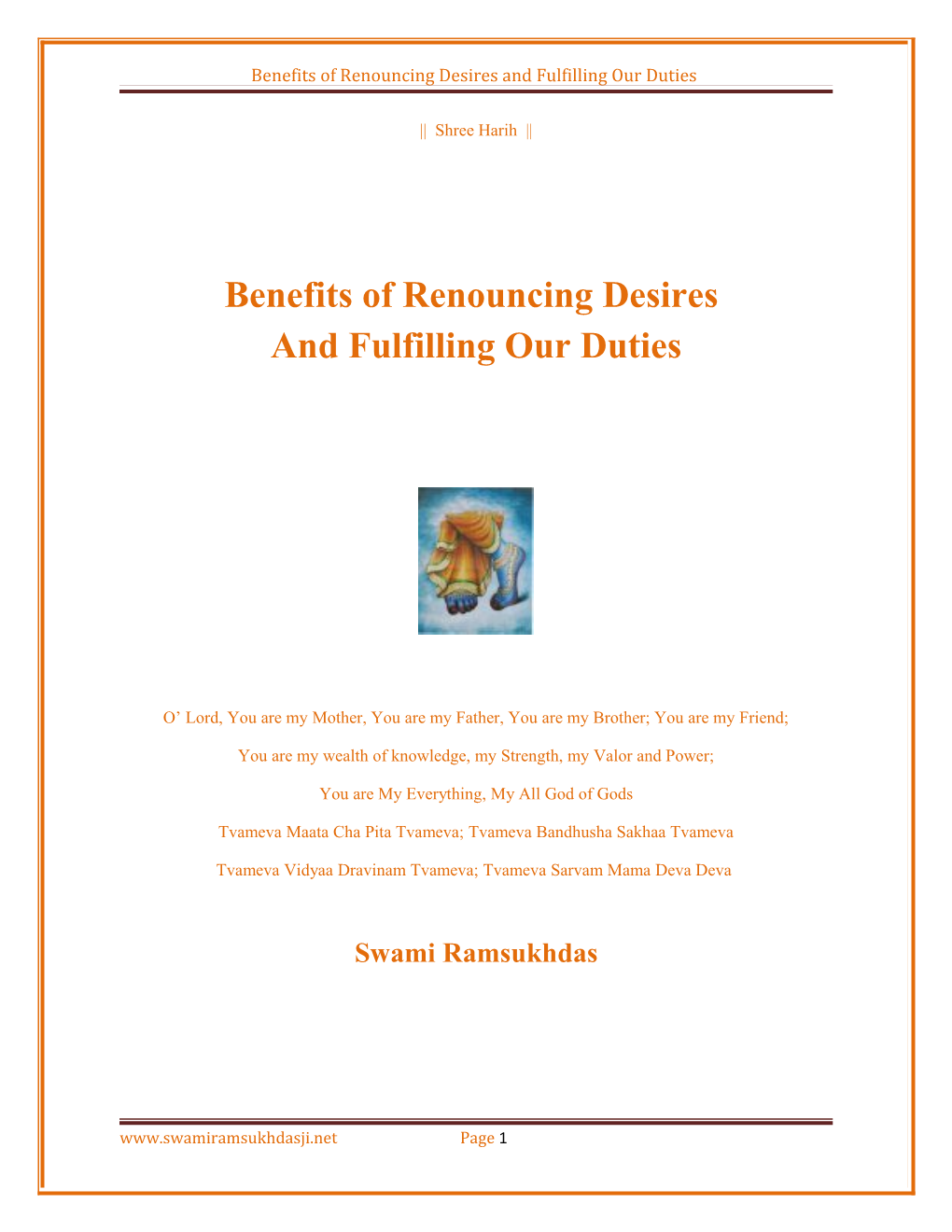 Benefits of Renouncing Desires and Fulfilling Our Duties