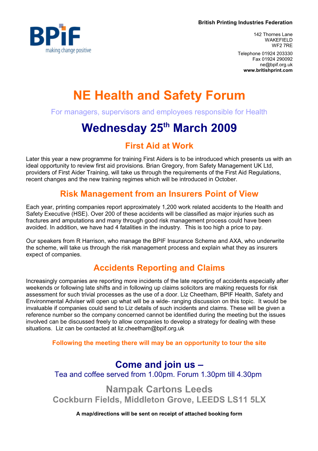 Health and Safety Forum