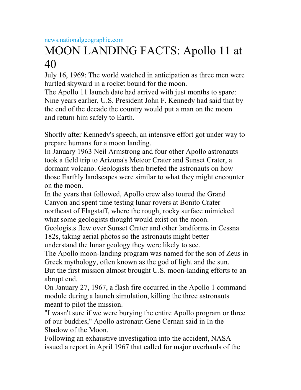 MOON LANDING FACTS: Apollo 11 At