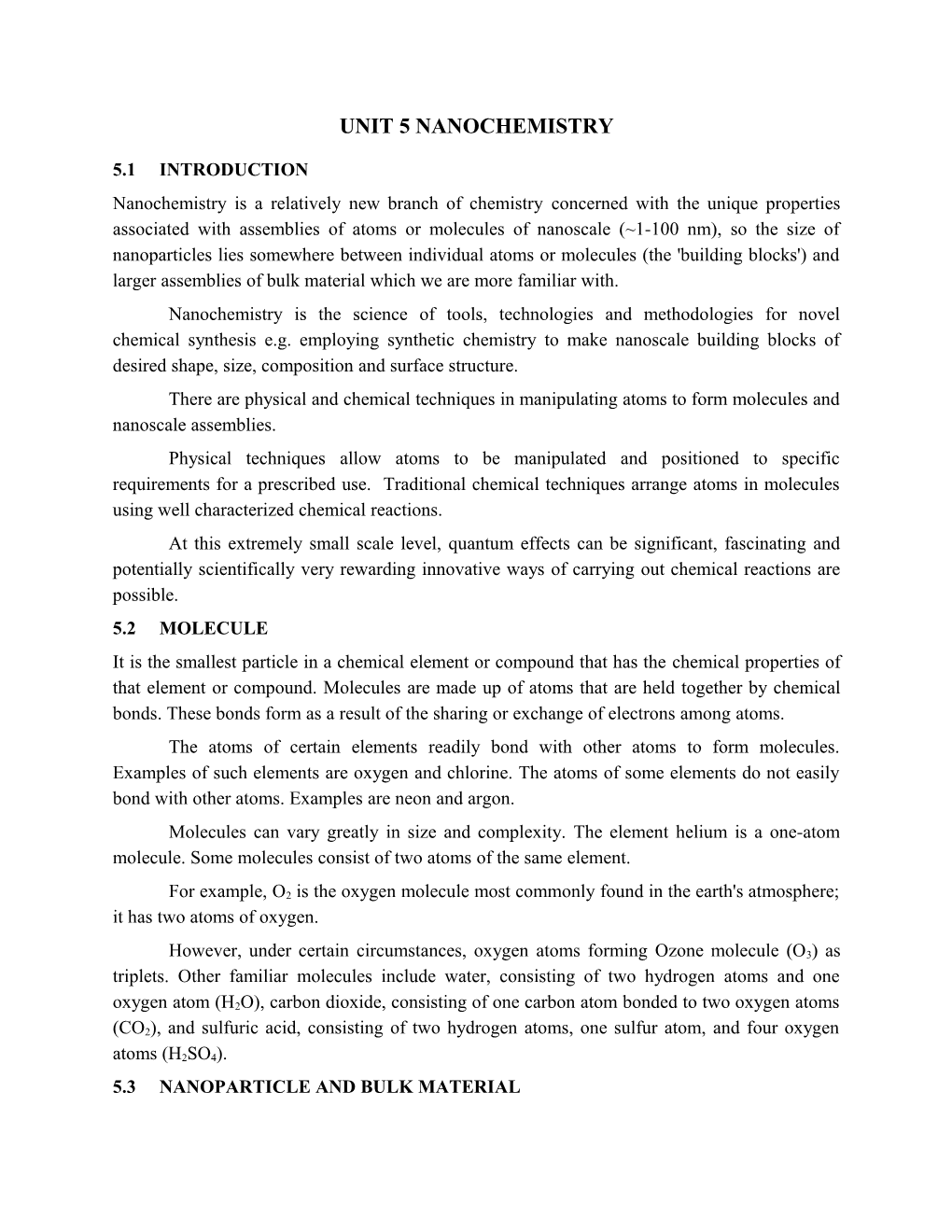 Unit 5 Nanochemistry