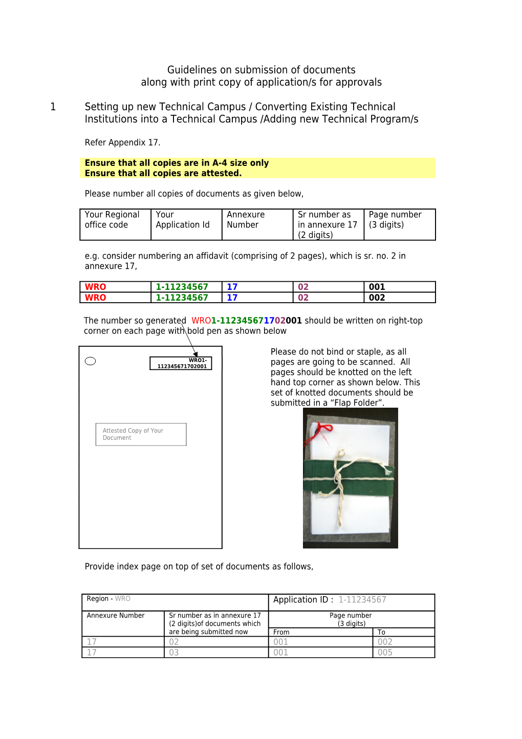 Guidelines on Submission of Documents