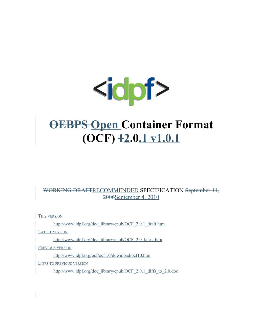 Open Container Format 2.0.1 Diffs