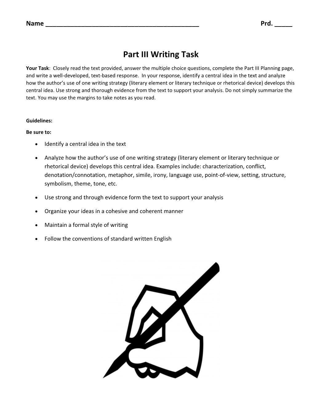 Part III Writing Task