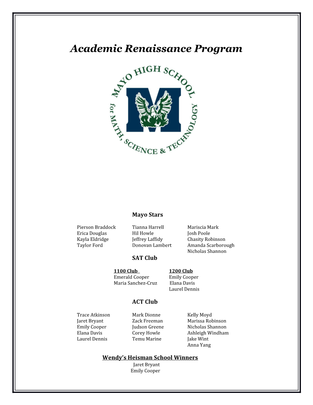 Academic Renaissance Program