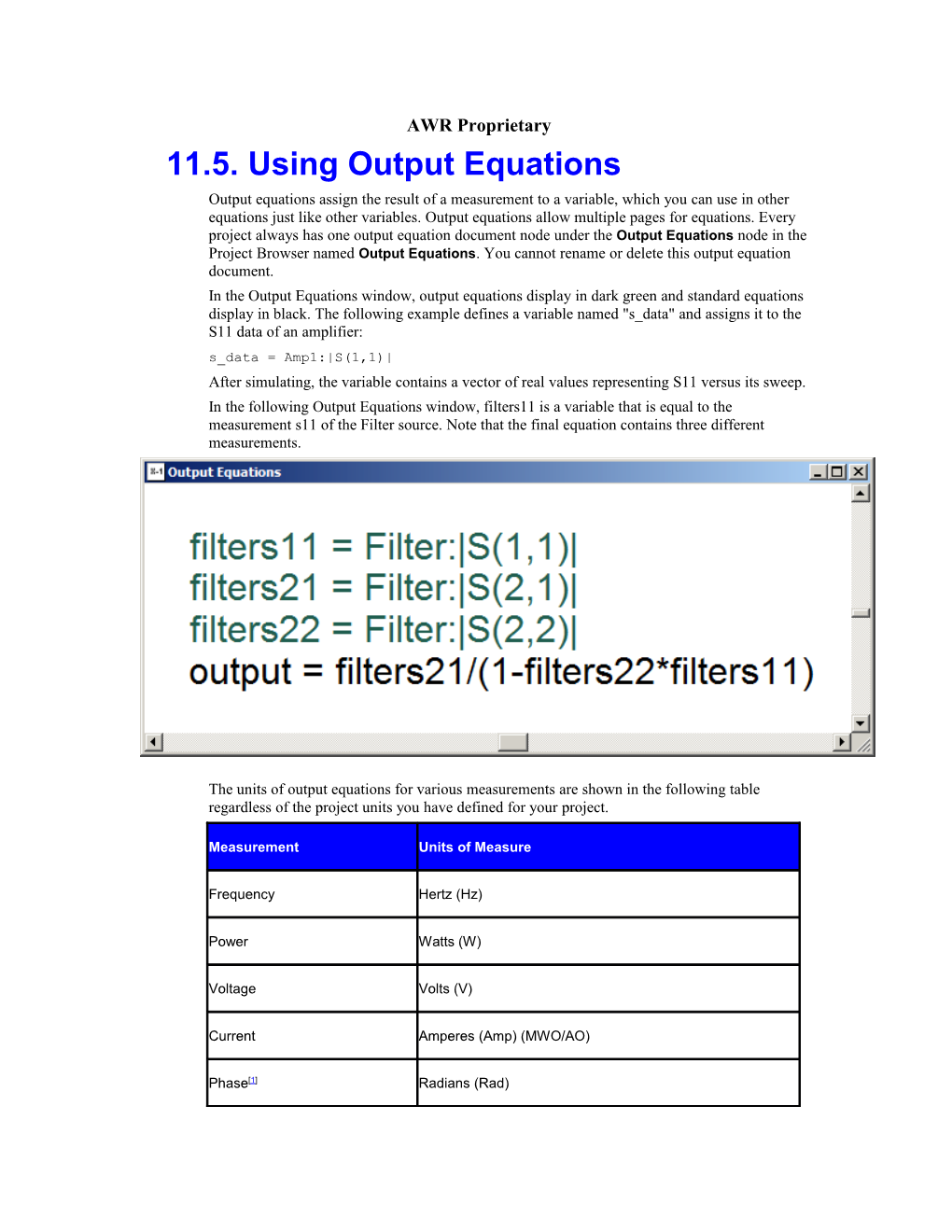 11.5.Using Output Equations