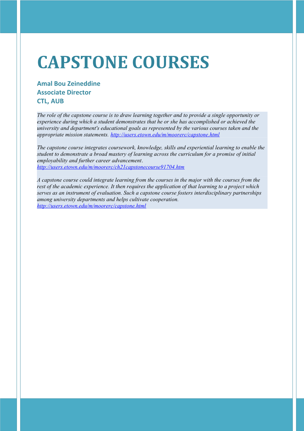 Capstone Courses