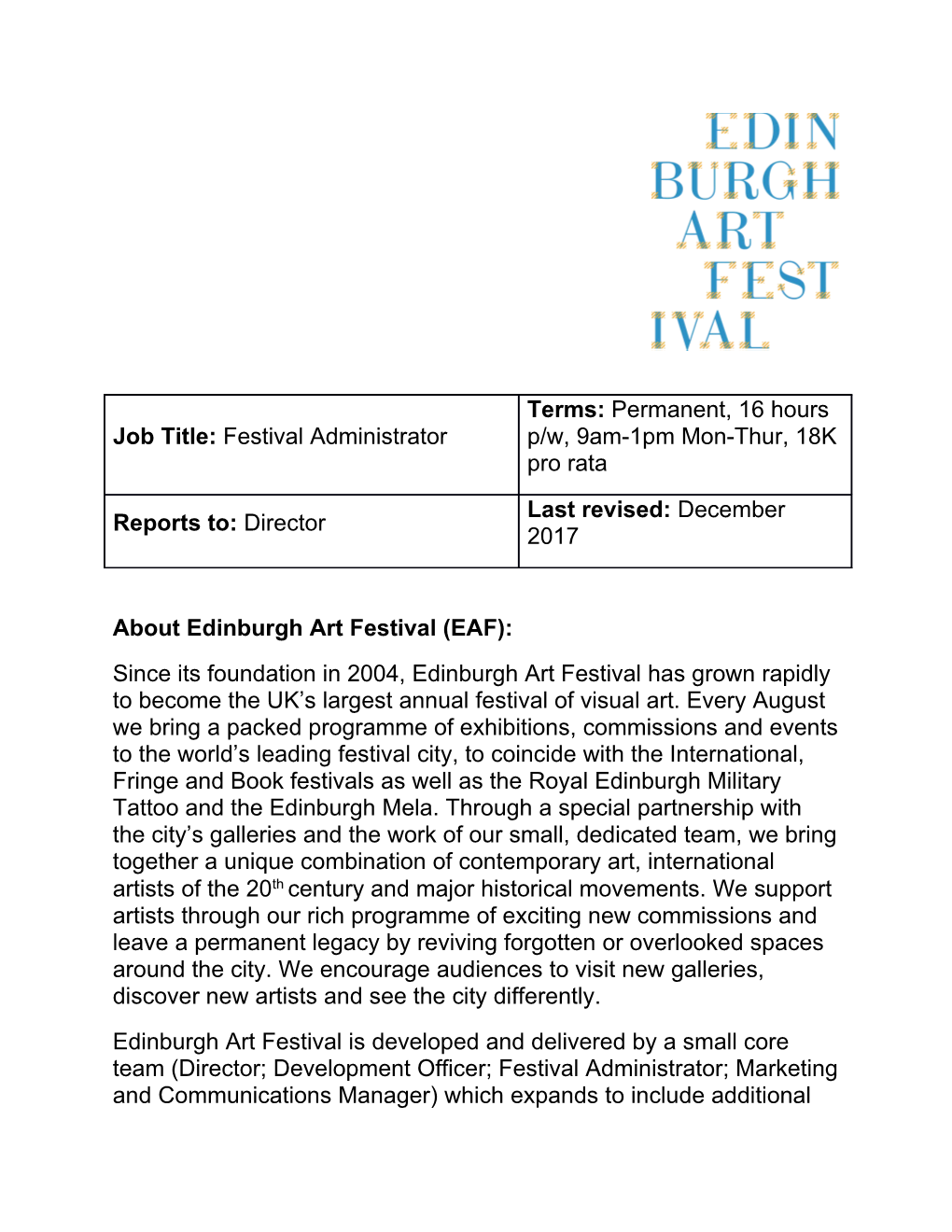 About Edinburgh Art Festival (EAF)
