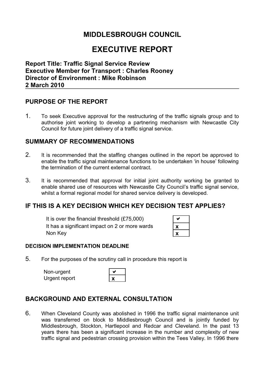 Report Title: Traffic Signal Service Review