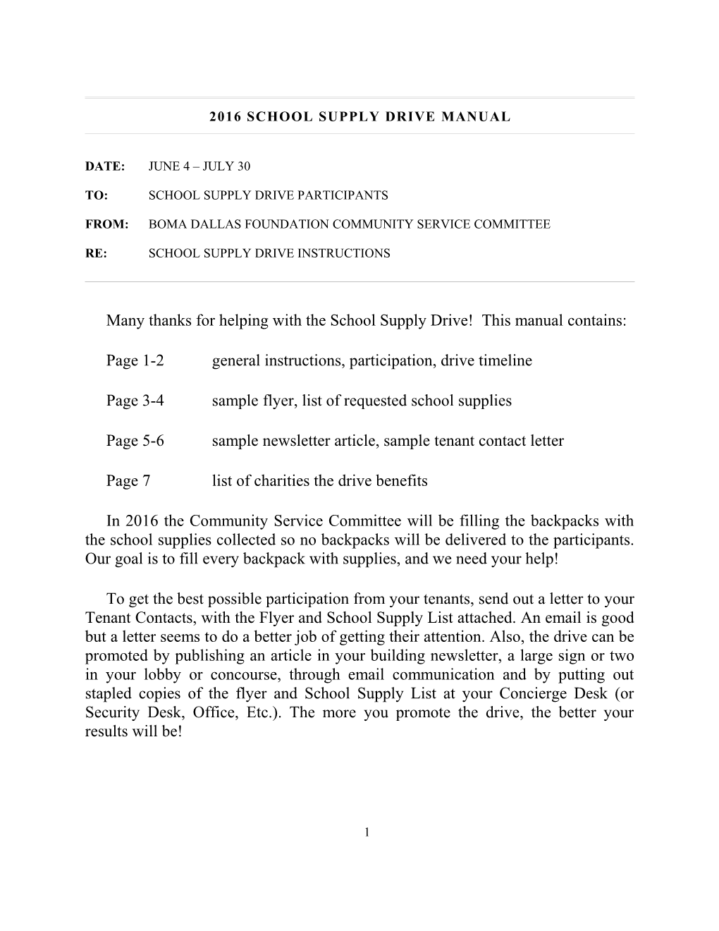 1999 Fill-A-Backpack Drive Manual