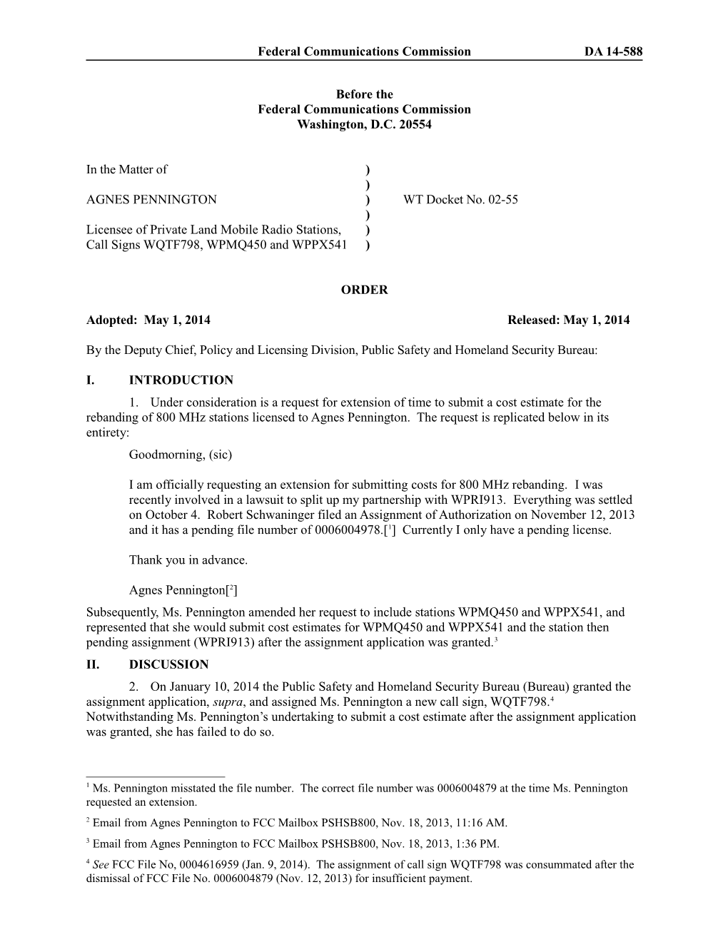 Federal Communications Commissionda 14-588